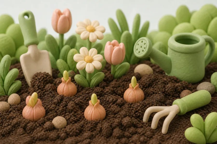 Planten in zware klei op de begraafplaats