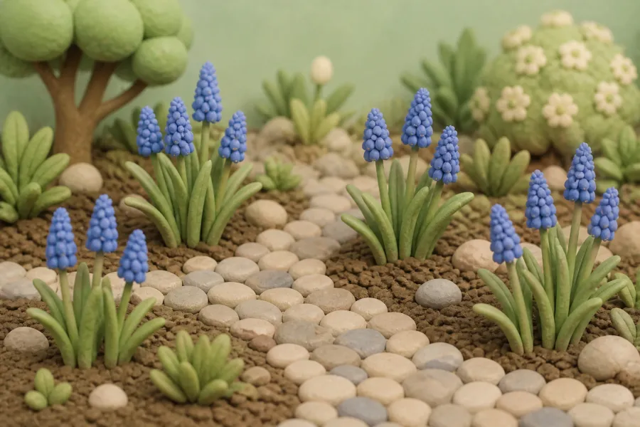 Muscari spaarzaam gebruiken als accent