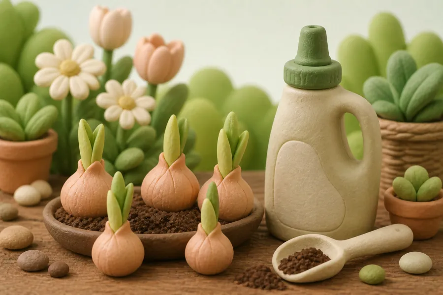 Plantvoeding voor bollen op het graf